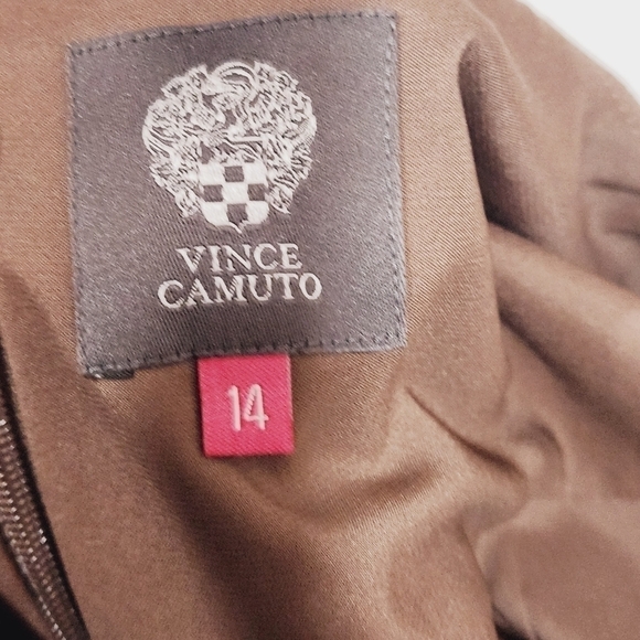 Vince Camuto Color Block Sheath Sleeveless Burnt Orange Black Brown Size: 14 - Picture 11 of 12